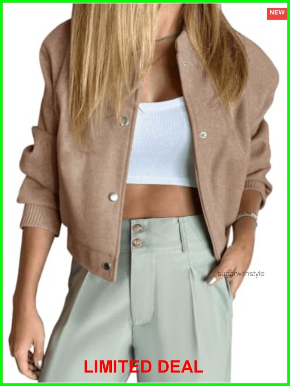 Wool Blend Cropped Bomber Jacket Button Down Varsity Short Pea Coat Casual